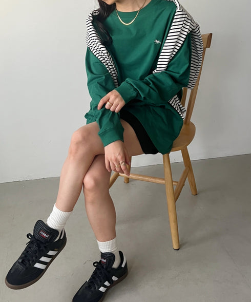 POLOCHAMPS/ポロチャンプス 別注 ワンポイント刺繍 オーバーサイズ ロンT | CL2223297 | ダークグリーン