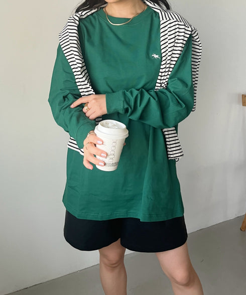 POLOCHAMPS/ポロチャンプス 別注 ワンポイント刺繍 オーバーサイズ ロンT | CL2223297 | ダークグリーン