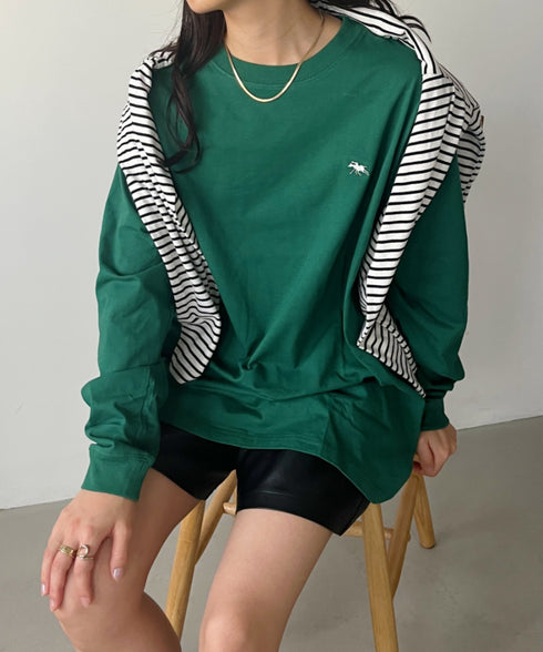POLOCHAMPS/ポロチャンプス 別注 ワンポイント刺繍 オーバーサイズ ロンT | CL2223297 | ダークグリーン