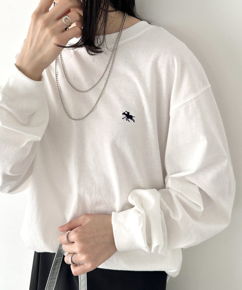 POLO CHAMPS/ポロチャンプス 別注 ワンポイント刺繍 オーバーサイズ ロンT | CL2223297 | ホワイト