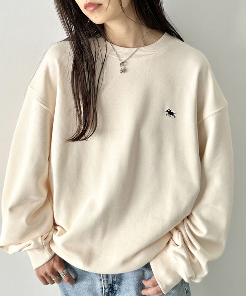POLO CHAMPS/ポロチャンプス 別注 ワンポイント刺繍 クルーネック 長袖オーバーサイズスウェット | CL2223299 | アイボリー