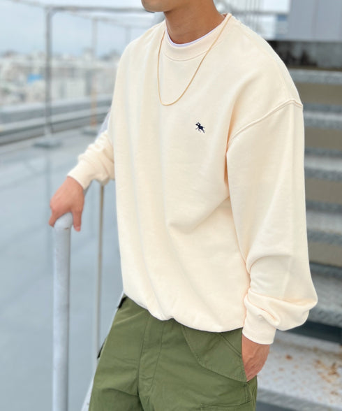 POLO CHAMPS/ポロチャンプス 別注 ワンポイント刺繍 クルーネック 長袖オーバーサイズスウェット | CL2223299 | アイボリー