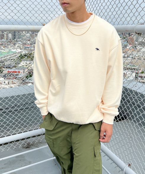 POLO CHAMPS/ポロチャンプス 別注 ワンポイント刺繍 クルーネック 長袖オーバーサイズスウェット | CL2223299 | アイボリー