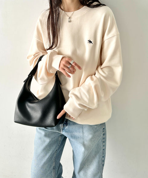 POLO CHAMPS/ポロチャンプス 別注 ワンポイント刺繍 クルーネック 長袖オーバーサイズスウェット | CL2223299 | アイボリー