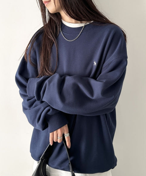 POLO CHAMPS/ポロチャンプス 別注 ワンポイント刺繍 クルーネック 長袖オーバーサイズスウェット | CL2223299 | ネイビー