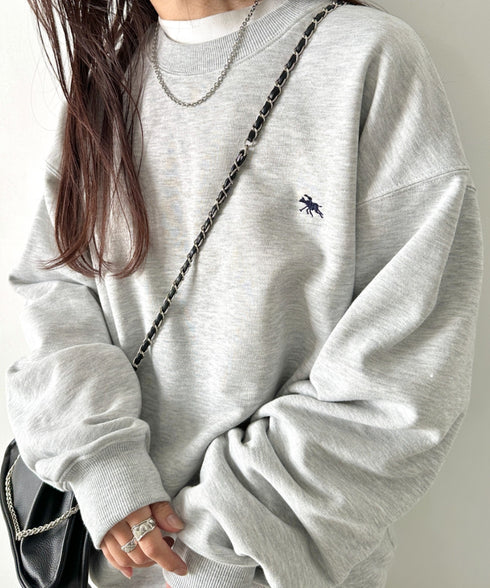 POLO CHAMPS/ポロチャンプス 別注 ワンポイント刺繍 クルーネック 長袖オーバーサイズスウェット | CL2223299 | グレー