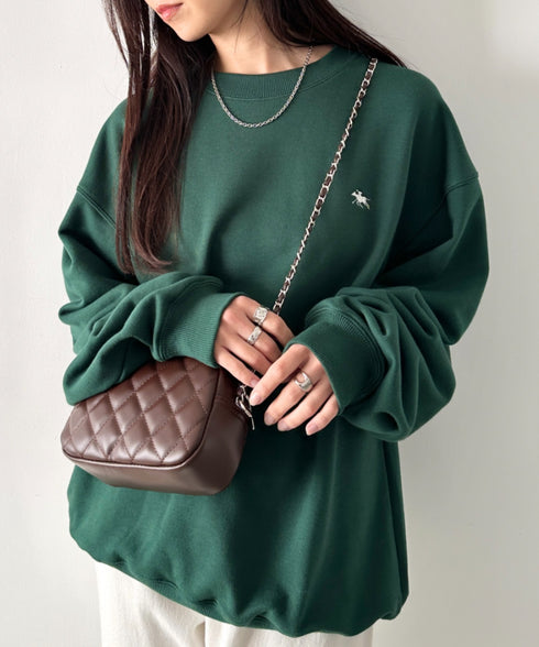 POLO CHAMPS/ポロチャンプス 別注 ワンポイント刺繍 クルーネック 長袖オーバーサイズスウェット | CL2223299 | ダークグリーン