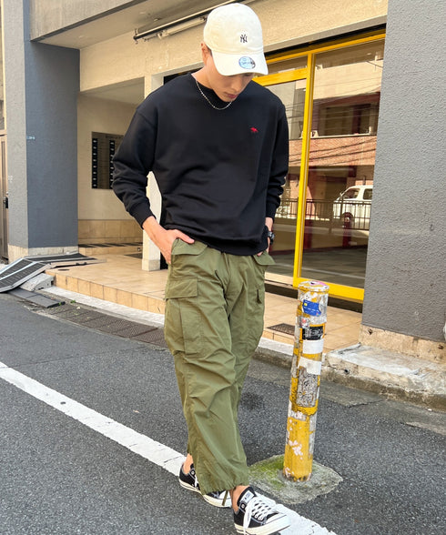 POLOCHAMPS/ポロチャンプス 別注 ワンポイント刺繍 クルーネック 長袖オーバーサイズスウェット | CL2223299 | ブラック