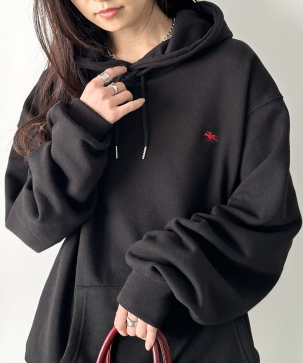 POLO CHAMPS/ポロチャンプス 別注 ワンポイント刺繍 オーバーサイズスウェットパーカー フーディ | CL2223300 | ブラック