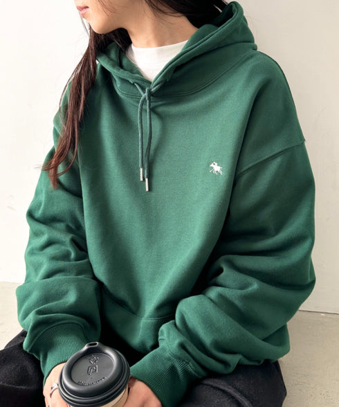 POLO CHAMPS/ポロチャンプス 別注 ワンポイント刺繍 オーバーサイズスウェットパーカー フーディ | CL2223300 | ダークグリーン
