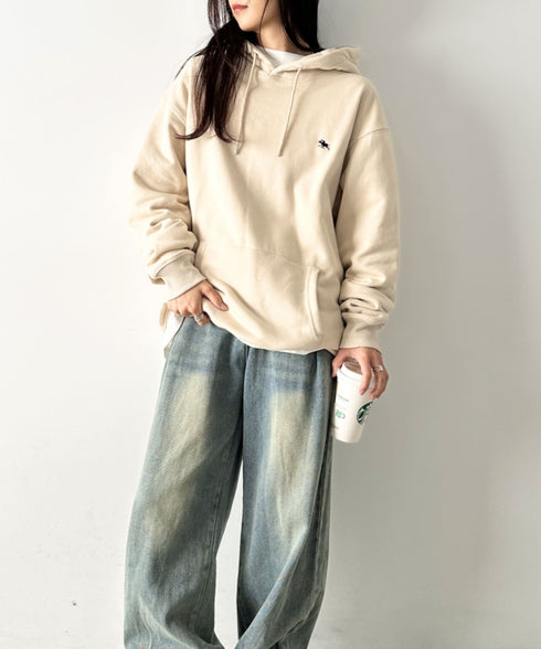 POLO CHAMPS/ポロチャンプス 別注 ワンポイント刺繍 オーバーサイズスウェットパーカー フーディ | CL2223300 | ベージュ