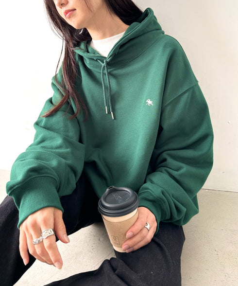 POLO CHAMPS/ポロチャンプス 別注 ワンポイント刺繍 オーバーサイズスウェットパーカー フーディ | CL2223300 | ダークグリーン