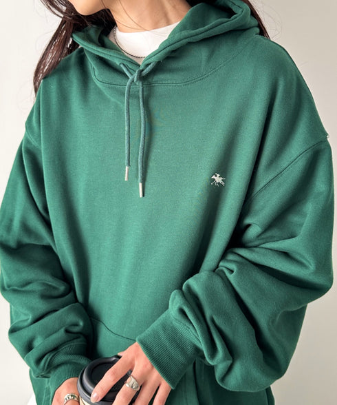 POLO CHAMPS/ポロチャンプス 別注 ワンポイント刺繍 オーバーサイズスウェットパーカー フーディ | CL2223300 | ダークグリーン