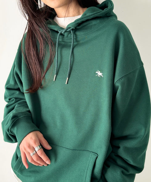 POLO CHAMPS/ポロチャンプス 別注 ワンポイント刺繍 オーバーサイズスウェットパーカー フーディ | CL2223300 | ダークグリーン