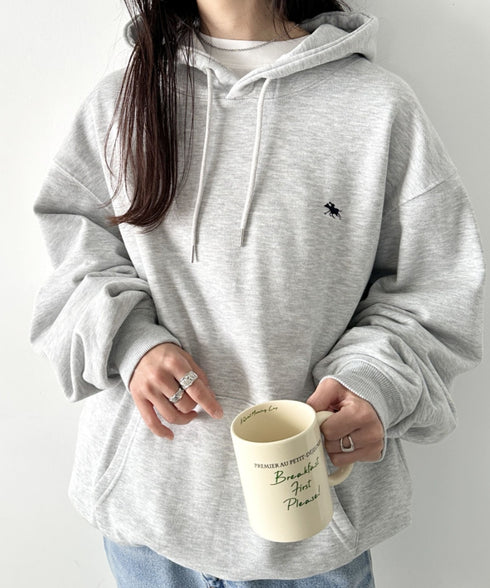 POLO CHAMPS/ポロチャンプス 別注 ワンポイント刺繍 オーバーサイズスウェットパーカー フーディ | CL2223300 | グレー