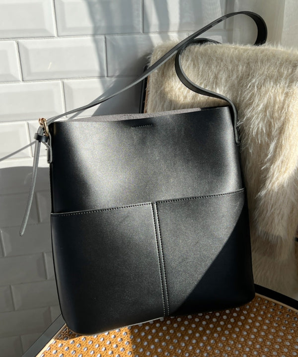 【A4収納可】フェイクレザーバケツショルダーバッグ | WOMEN | WR1223001 | ブラック