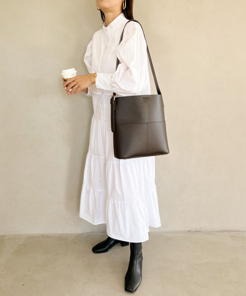 【A4収納可】フェイクレザーバケツショルダーバッグ | WOMEN | WR1223001 | ダークブラウン