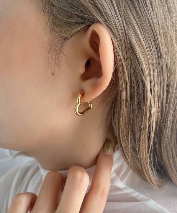 ノンホール/ハートフープイヤリング | MD4224004 | ゴールド