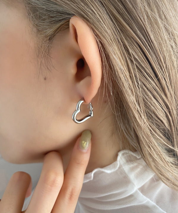 ノンホール/ハートフープイヤリング | MD4224004 | シルバー
