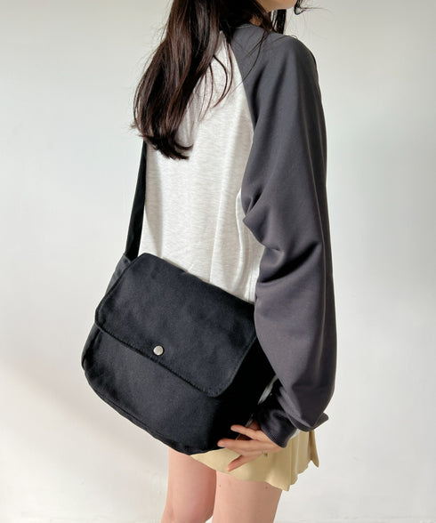 【A4サイズ対応】フラップキャンバススクエアショルダーバッグ | CL1231006 | ブラック