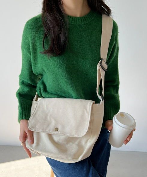 【A4サイズ対応】フラップキャンバススクエアショルダーバッグ | CL1231006 | アイボリー