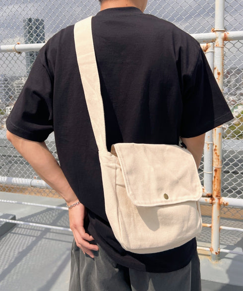 【A4サイズ対応】フラップキャンバススクエアショルダーバッグ | CL1231006 | アイボリー