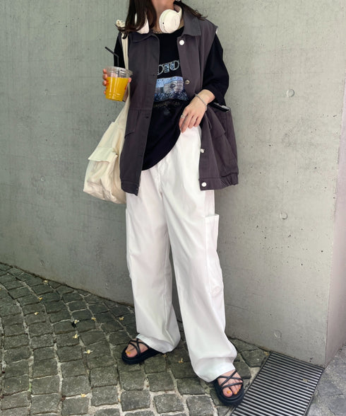 【A4サイズ対応】スマホポケット付き ビッグキャンバスショルダーバッグ | CL1231007 | アイボリー