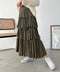 Iラインギャザーティアードロングスカート | CL2231208 | カーキ