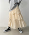Iラインギャザーティアードロングスカート | CL2231208 | アイボリー