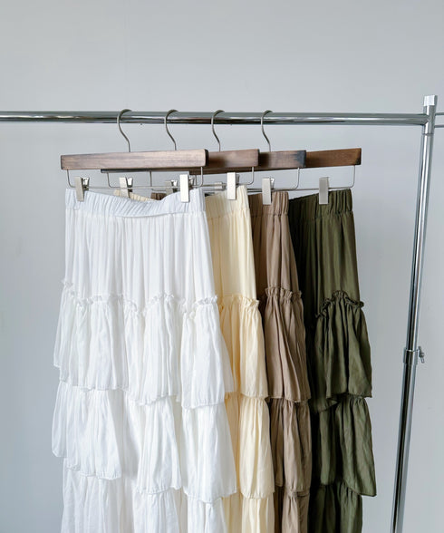 Iラインギャザーティアードロングスカート | CL2231208 | ベージュ