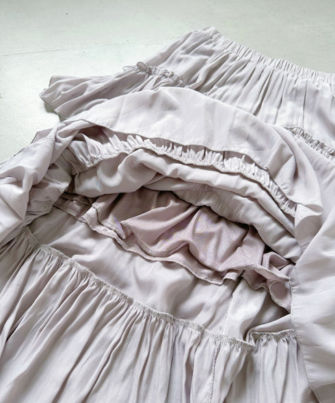 Iラインギャザーティアードロングスカート | CL2231208 | ベージュ