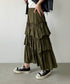 Iラインギャザーティアードロングスカート | CL2231208 | カーキ