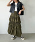 Iラインギャザーティアードロングスカート | CL2231208 | カーキ