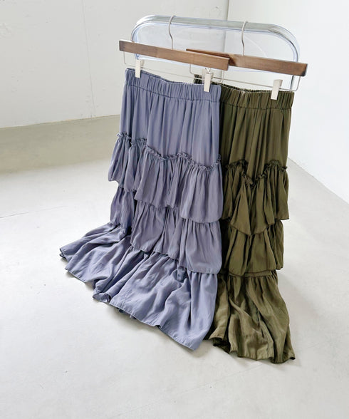 Iラインギャザーティアードロングスカート | CL2231208 | ベージュ