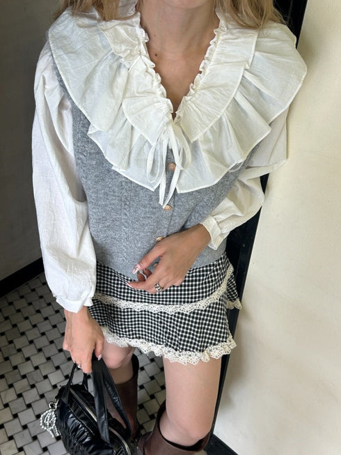 double frill collar vintage blouse | SL2241624 | ホワイト