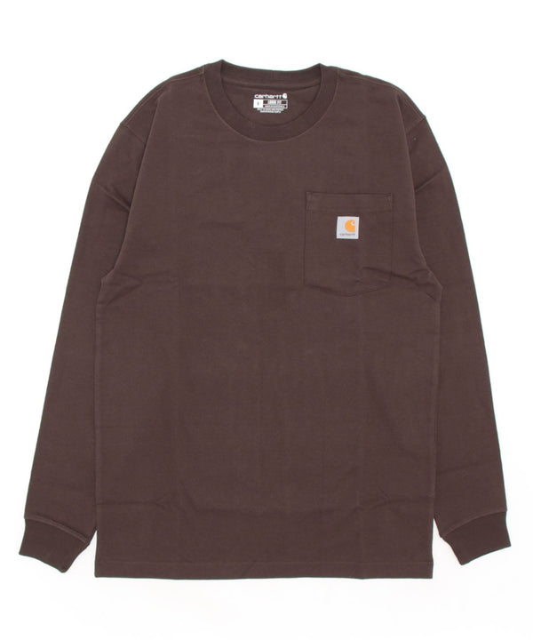 Carhartt(カーハート)/ルーズフィット ロンT ポケT USA規格 ヘビーウェイト ビッグサイズ オーバーサイズ 6.5Oz ユニセックス ポケット付き コットン 長袖 ロンT/K126 | IL2224044 | ダークブラウン