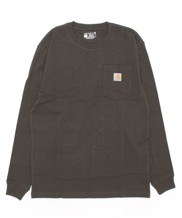 Carhartt(カーハート)/ルーズフィット ロンT ポケT USA規格 ヘビーウェイト ビッグサイズ オーバーサイズ 6.5Oz ユニセックス ポケット付き コットン 長袖 ロンT/K126 | IL2224044 | オリーブ
