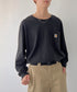 Carhartt(カーハート)/ルーズフィット ロンT ポケT USA規格 ヘビーウェイト ビッグサイズ オーバーサイズ 6.5Oz ユニセックス ポケット付き コットン 長袖 ロンT/K126 | IL2224044 | ブラック