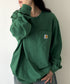 Carhartt(カーハート)/ルーズフィット ロンT ポケT USA規格 ヘビーウェイト ビッグサイズ オーバーサイズ 6.5Oz ユニセックス ポケット付き コットン 長袖 ロンT/K126 | IL2224044 | グリーン