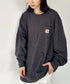 Carhartt(カーハート)/ルーズフィット ロンT ポケT USA規格 ヘビーウェイト ビッグサイズ オーバーサイズ 6.5Oz ユニセックス ポケット付き コットン 長袖 ロンT/K126 | IL2224044 | チャコールグレー