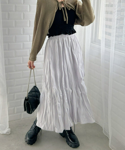 ソフトタッチワッシャーフレアスカート | LO2231072 | ライトグレー