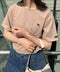 【POLOCHAMPS/ポロチャンプス】 別注 ワンポイント刺繍 クルーネック半袖Tシャツ | CL2232009 | ベージュ