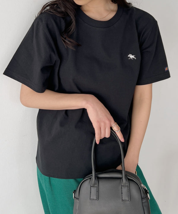 【POLO CHAMPS/ポロチャンプス】 別注 ワンポイント刺繍 クルーネック半袖Tシャツ | CL2232009 | ブラック