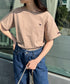 【POLOCHAMPS/ポロチャンプス】 別注 ワンポイント刺繍 クルーネック半袖Tシャツ | CL2232009 | ベージュ