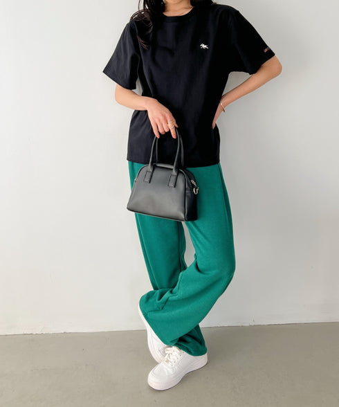 【POLOCHAMPS/ポロチャンプス】 別注 ワンポイント刺繍 クルーネック半袖Tシャツ | CL2232009 | ブラック