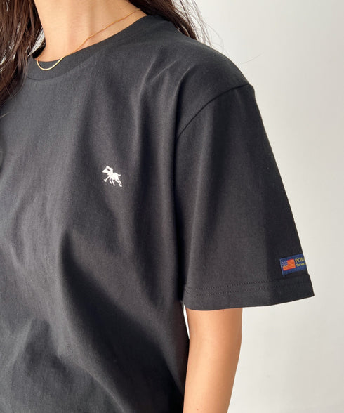 【POLOCHAMPS/ポロチャンプス】 別注 ワンポイント刺繍 クルーネック半袖Tシャツ | CL2232009 | ブラック