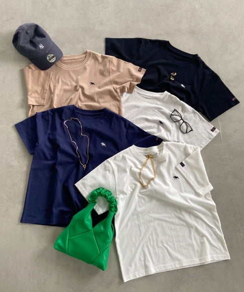 【POLOCHAMPS/ポロチャンプス】 別注 ワンポイント刺繍 クルーネック半袖Tシャツ | CL2232009 | ライトグレー