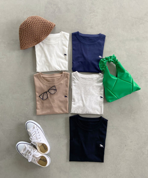 【POLOCHAMPS/ポロチャンプス】 別注 ワンポイント刺繍 クルーネック半袖Tシャツ | CL2232009 | ネイビー