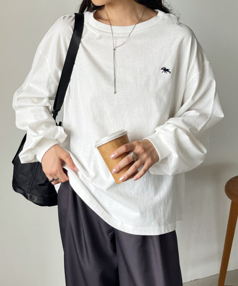 POLOCHAMPS/ポロチャンプス 別注 ワンポイント刺繍 ボリューム袖ロンT | CL2231390 | ホワイト