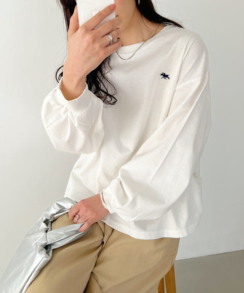 POLOCHAMPS/ポロチャンプス 別注 ワンポイント刺繍 ボリューム袖ロンT | CL2231390 | ホワイト